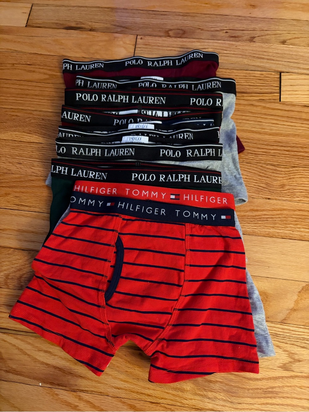Polo by Ralph Lauren & Tommy Hilfiger Boys Boxer Briefs in Red and Navy Stripe